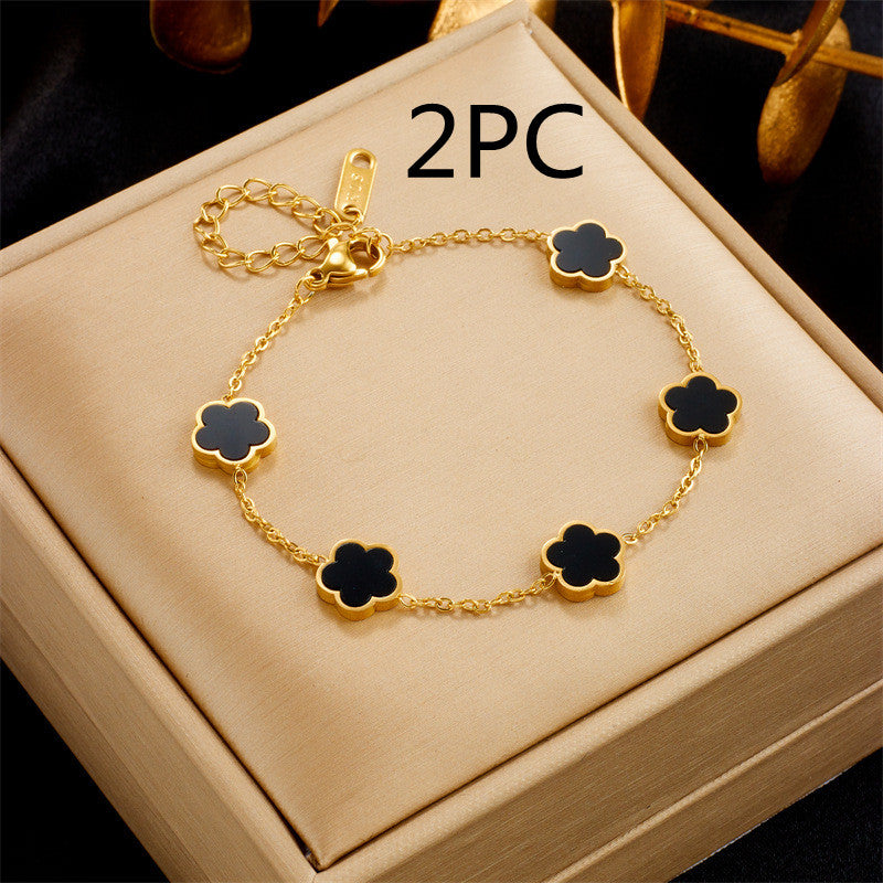 Small Fresh And Lovely Green Drop Gum Flower Gold Bracelet Jewelry