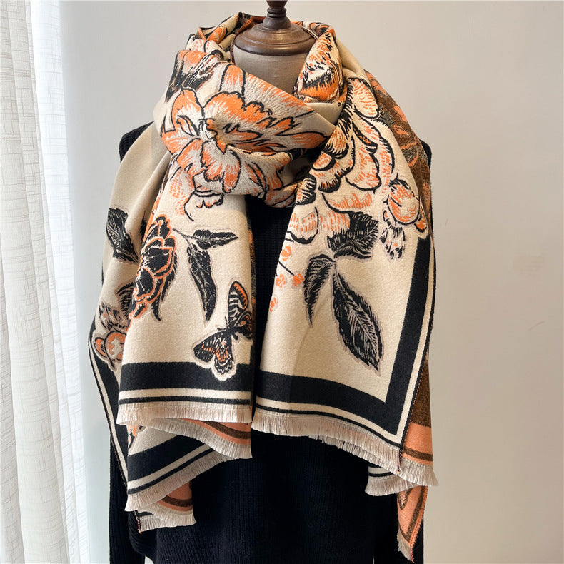 Artificial Cashmere Scarf Women's Vintage Ethnic Style Warm Gift Scarf Shawl